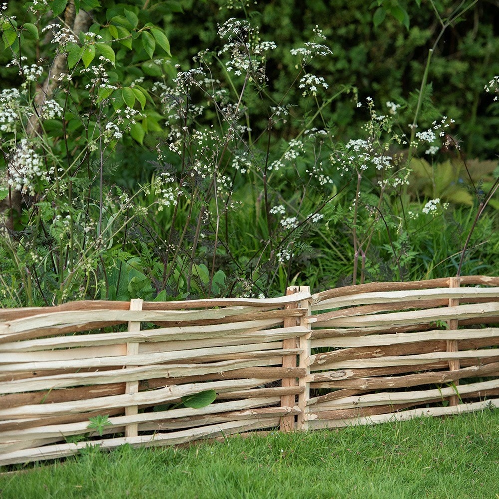 Split hazel edging hurdles