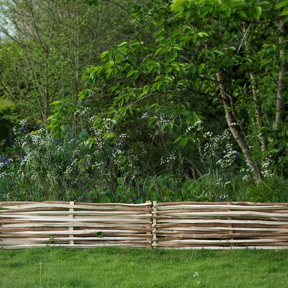 Split hazel edging hurdles