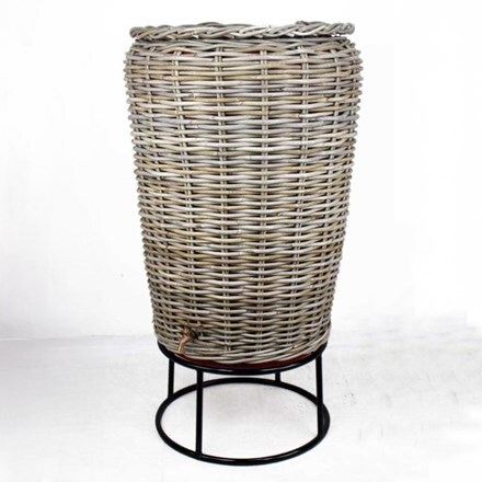 Round rattan water butt