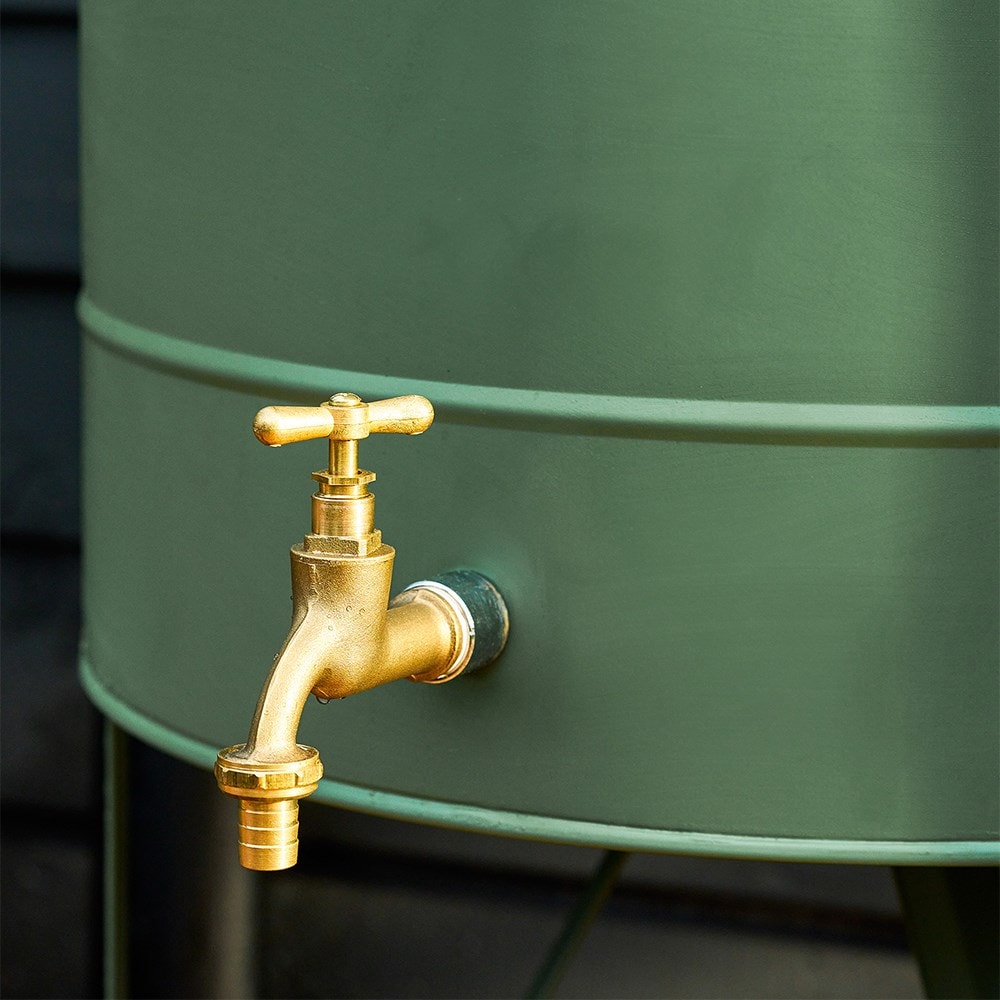 Galvanised steel water butt - green