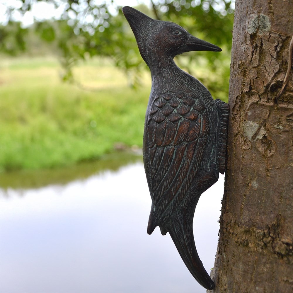 Woodpecker ornament - aged verde