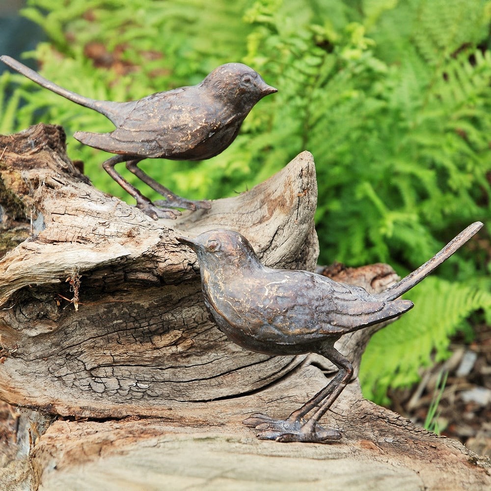 Set of two birds - aged verde 