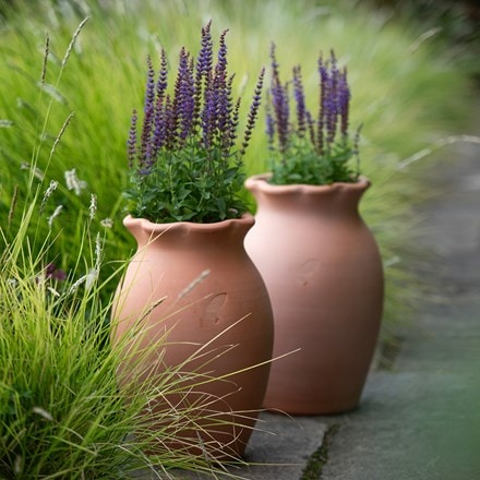 Terracotta ruffle vase