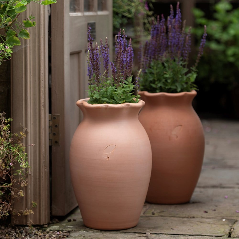 Terracotta ruffle vase