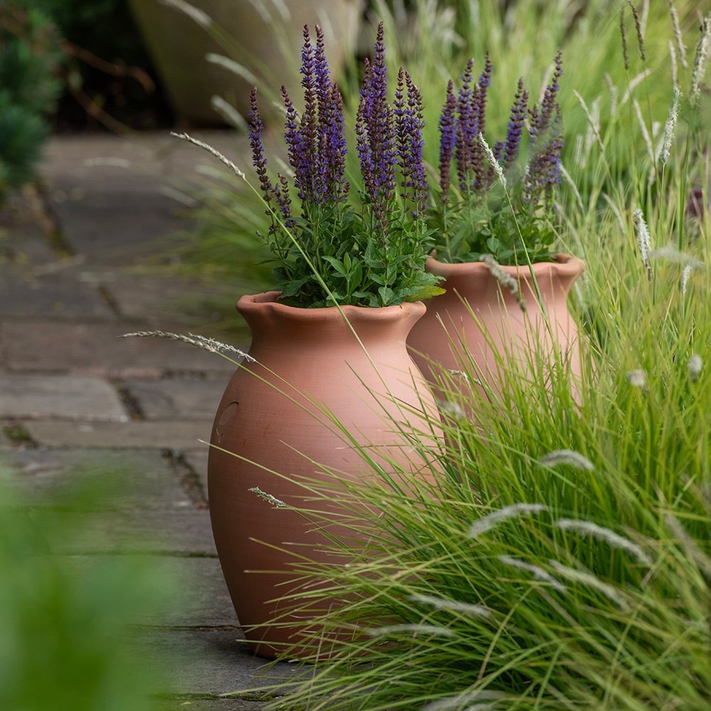 Terracotta ruffle vase