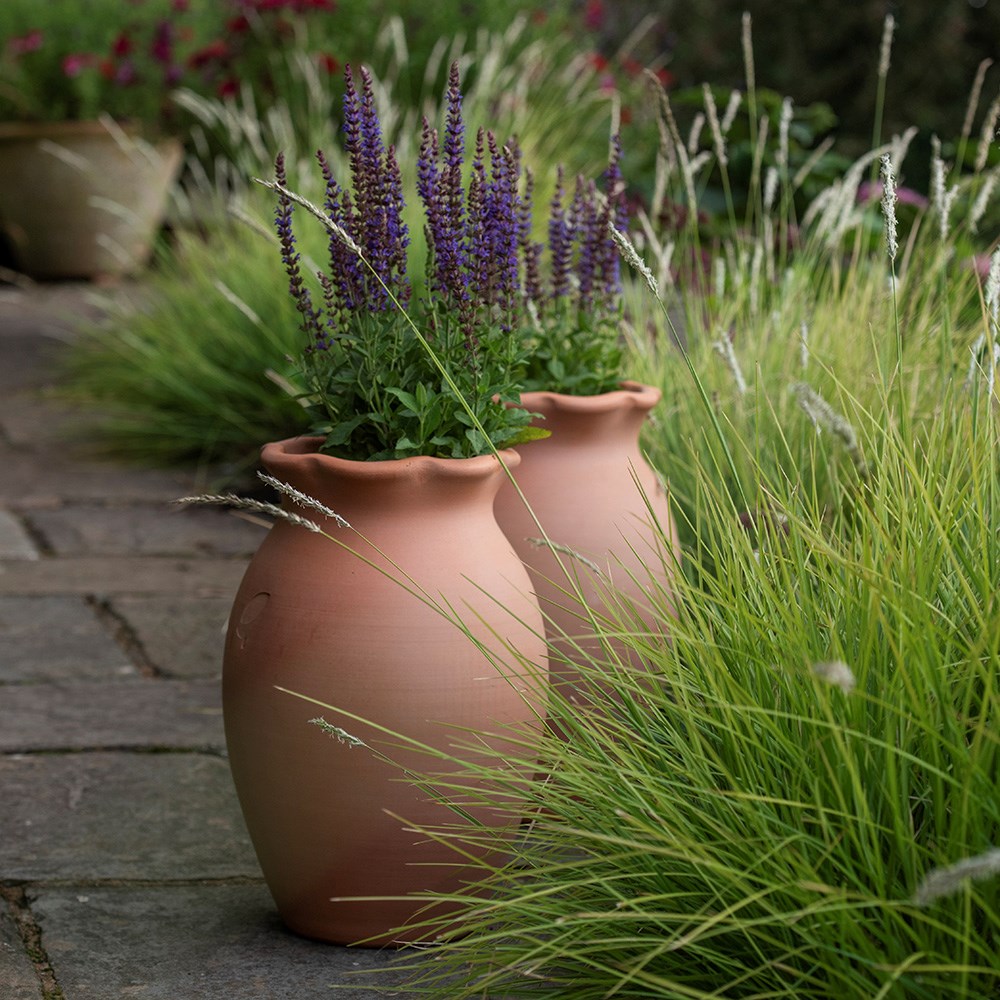 Terracotta ruffle vase