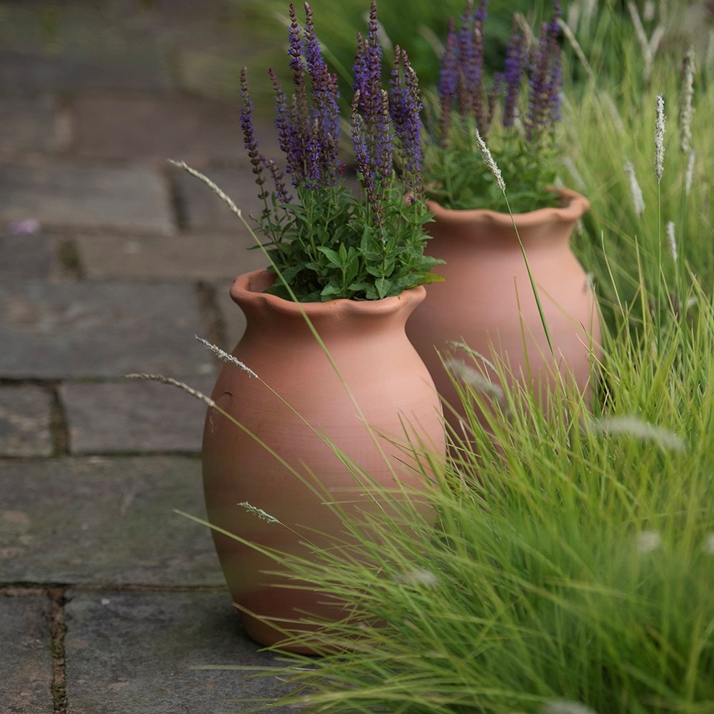 Terracotta ruffle vase