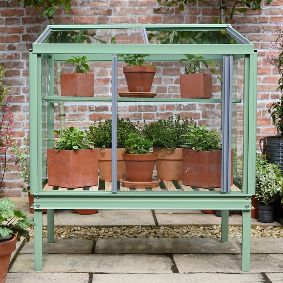 Compact growhouse - sage green