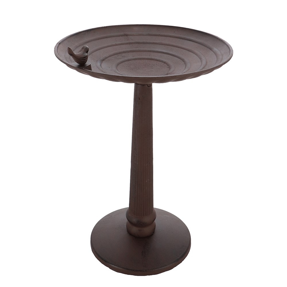 Cast iron extra large standing bird bath - rust