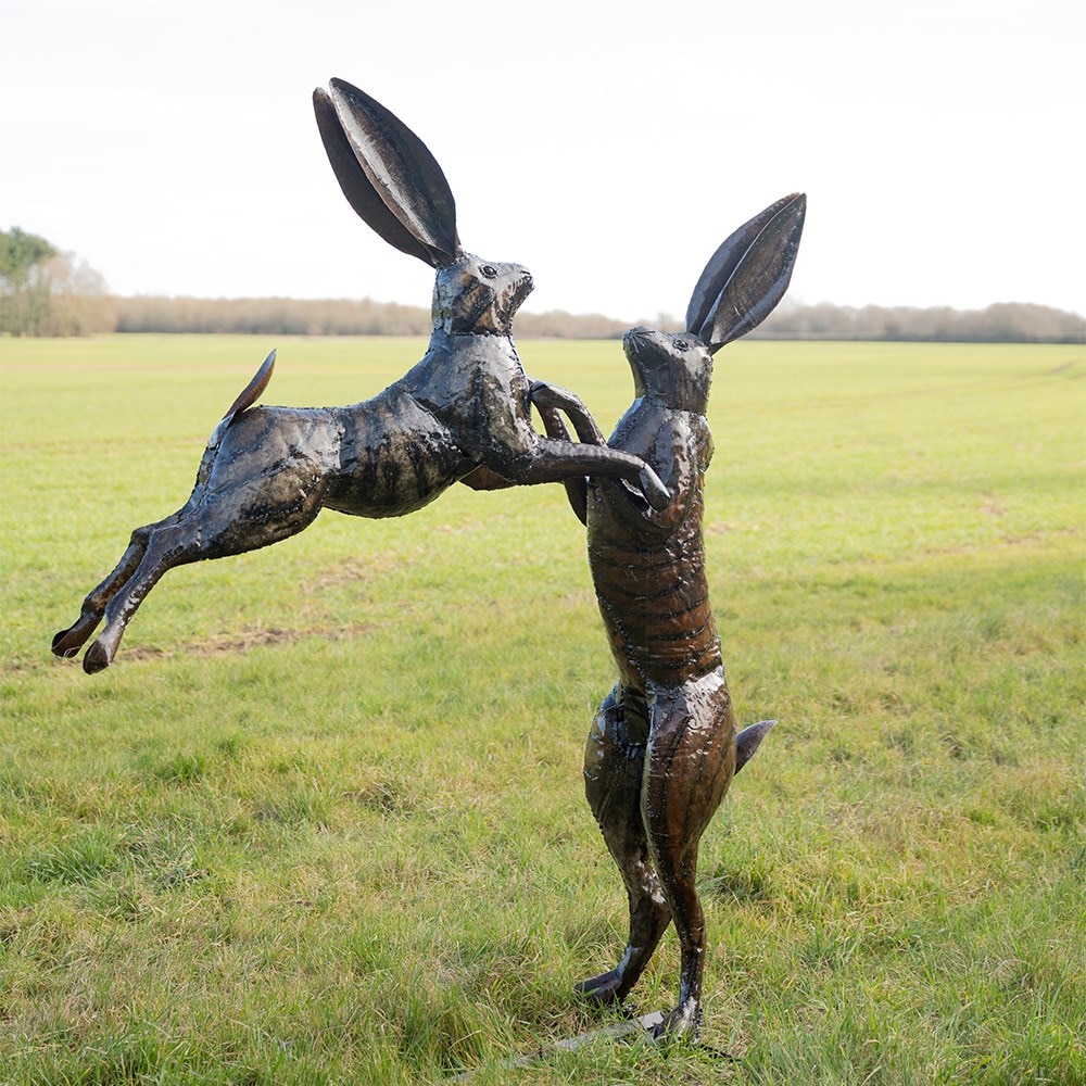 Boxing hares ornament
