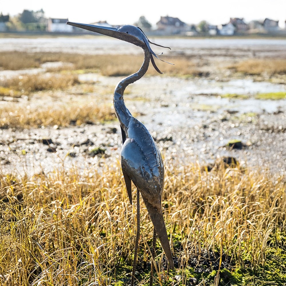 Feathered heron ornament