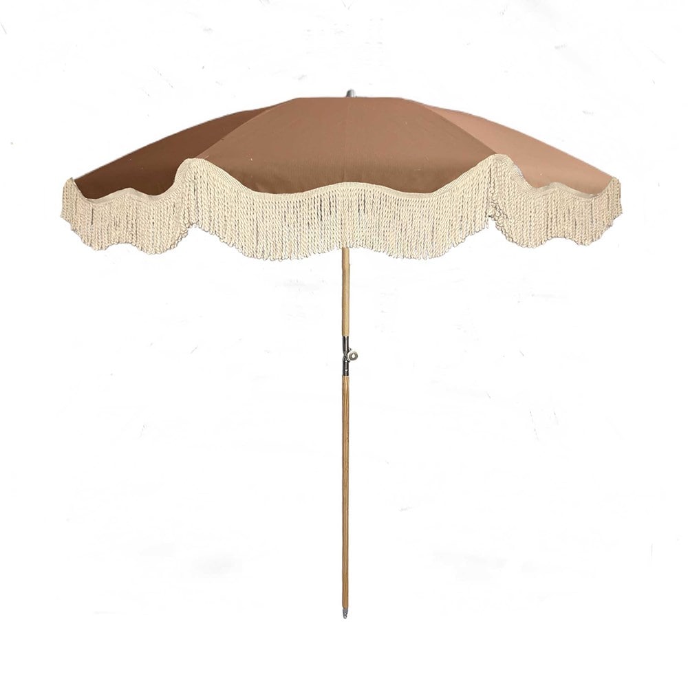 Chocolate brown tassel parasol 1.8m