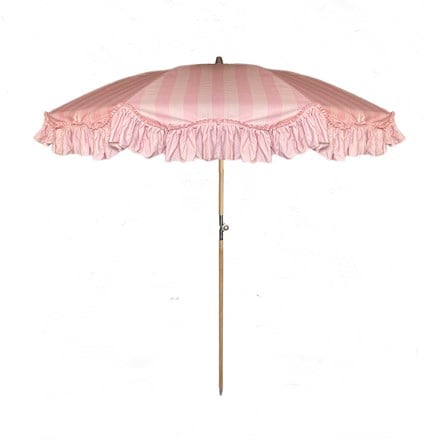 Pink stripe ruffle edge parasol