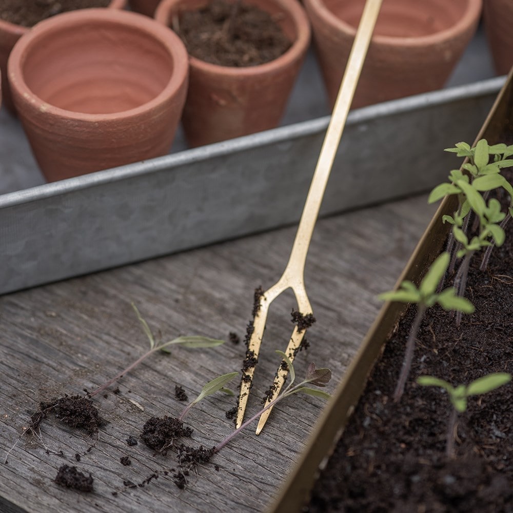 Seedling pricker - brass