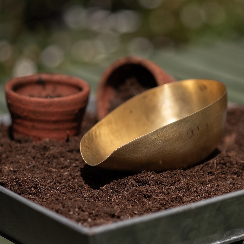 Soil potting scoop - brass