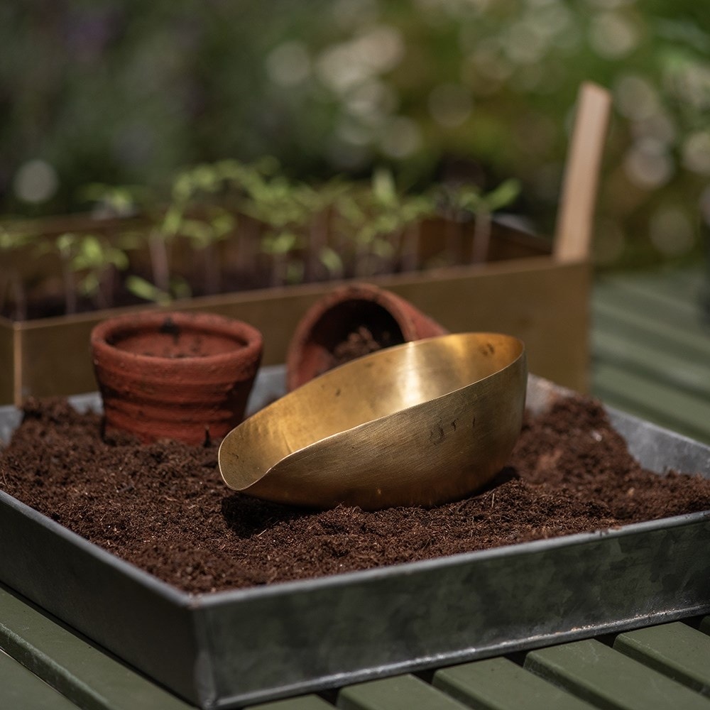 Soil potting scoop - brass