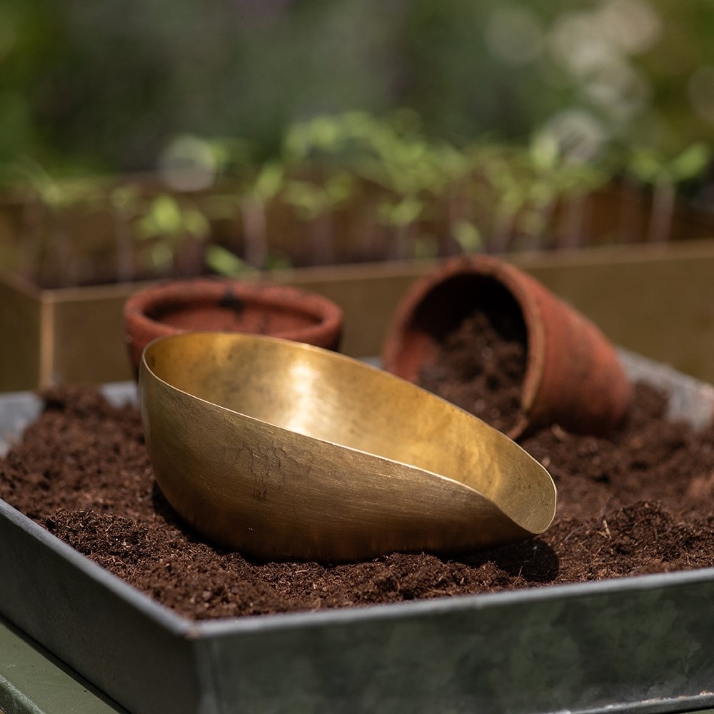 Soil potting scoop - brass