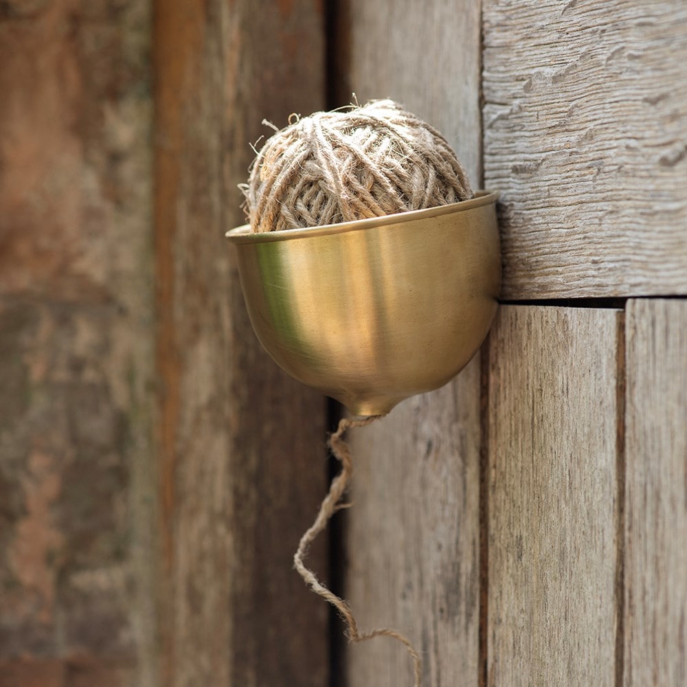 Wall mounted twine and dispenser - brass