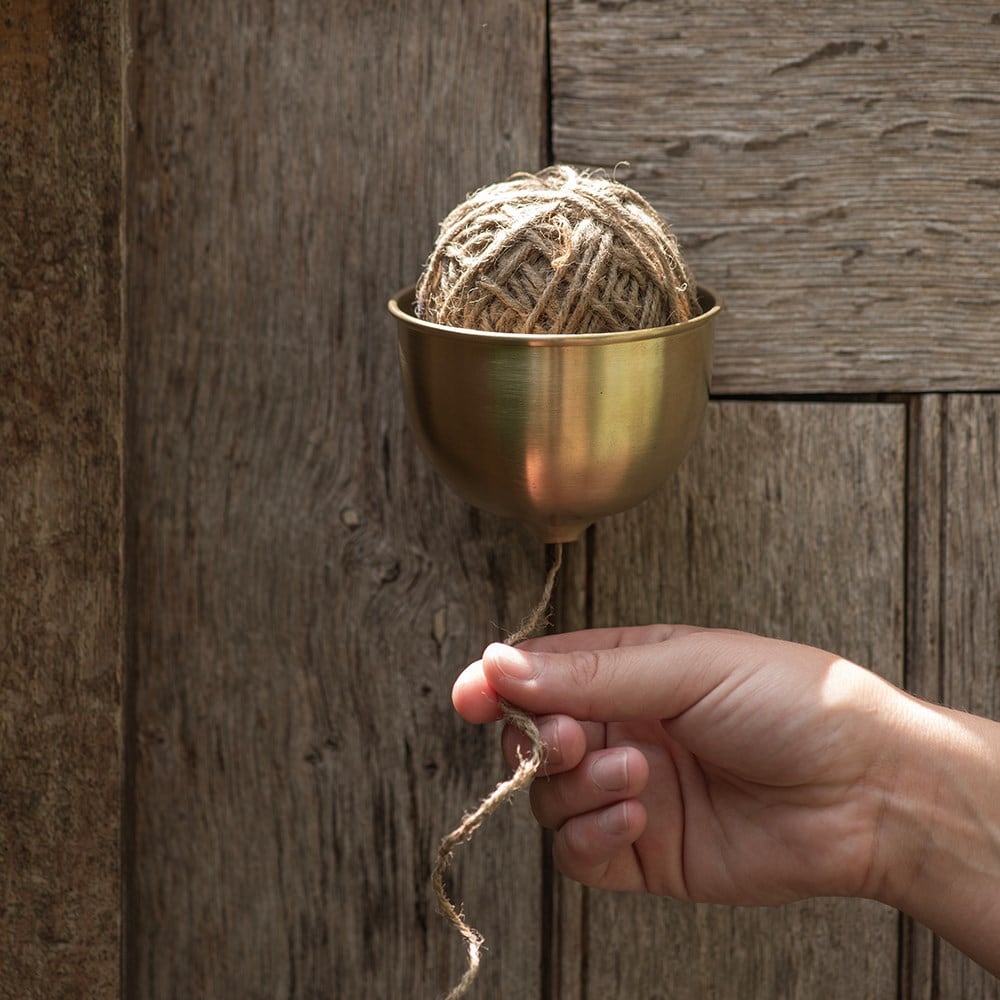 Wall mounted twine and dispenser - brass
