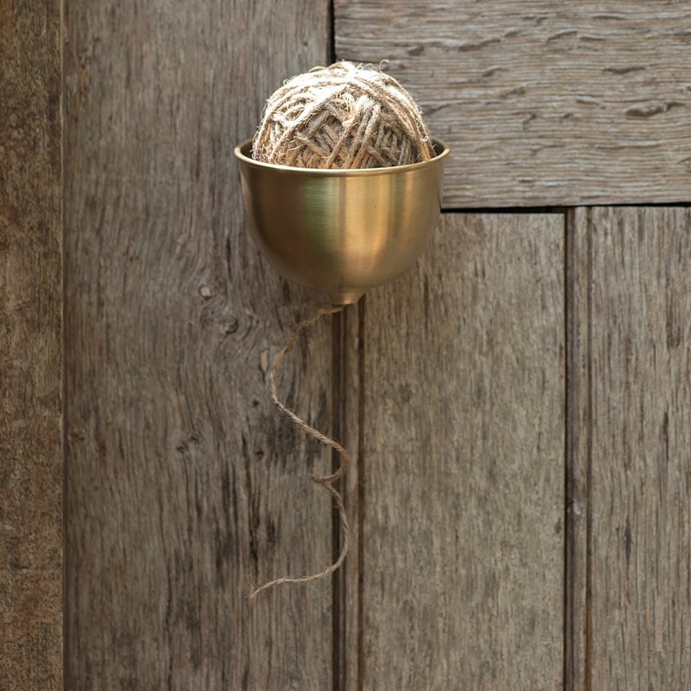 Wall mounted twine and dispenser - brass