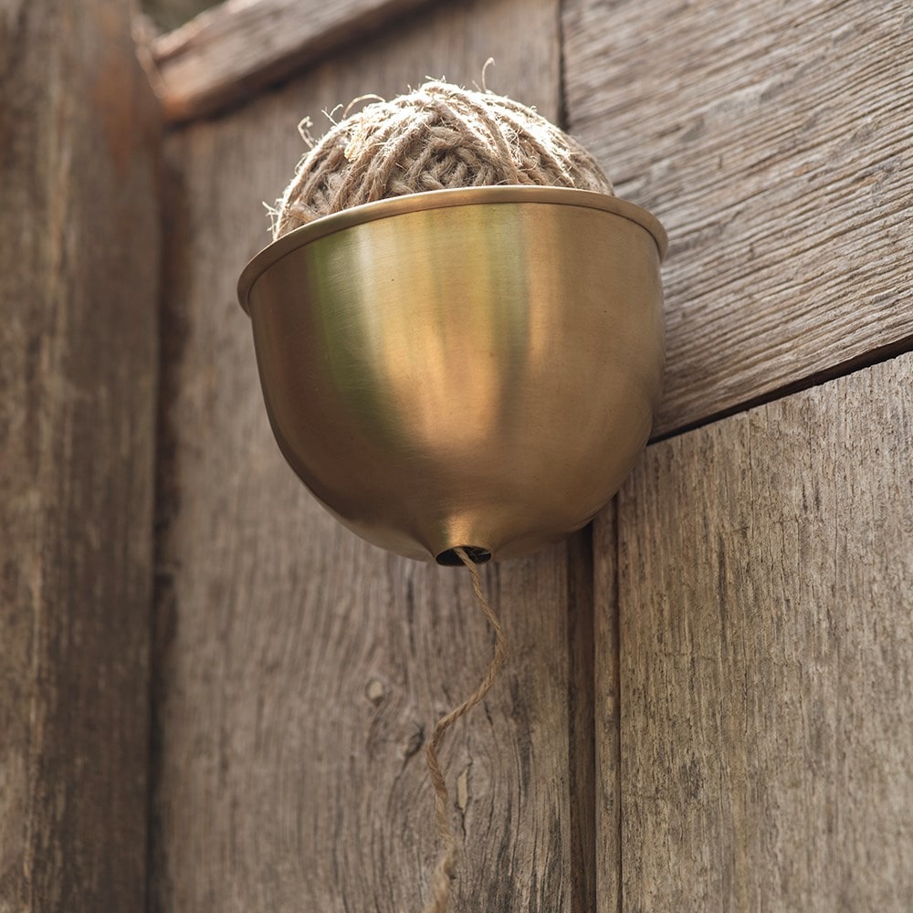 Wall mounted twine and dispenser - brass