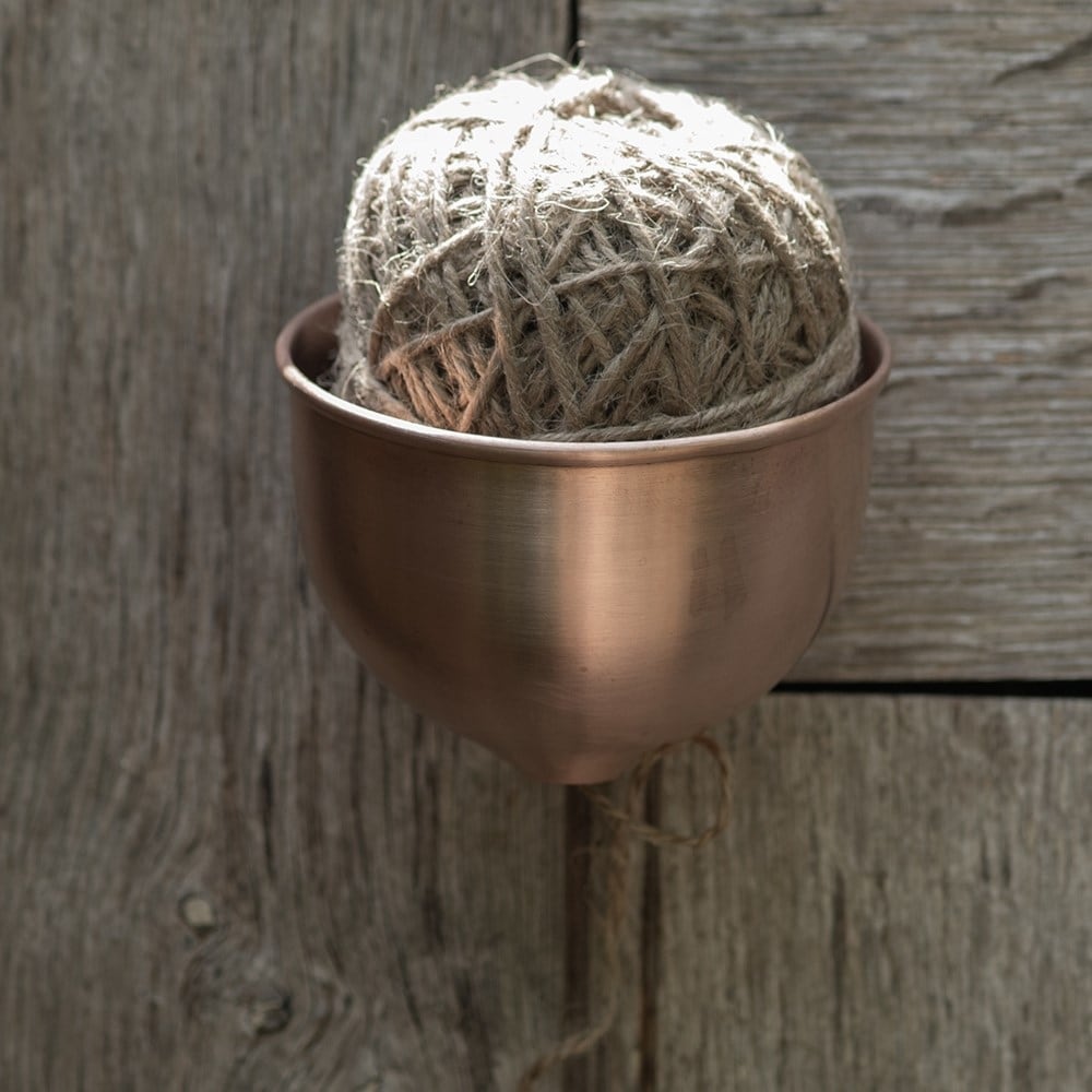 Wall mounted twine and dispenser - copper