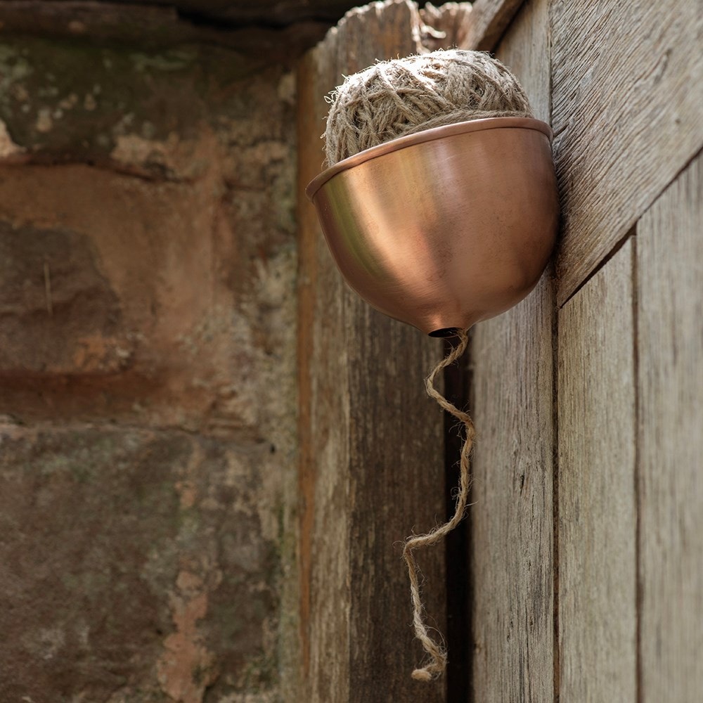 Wall mounted twine and dispenser - copper