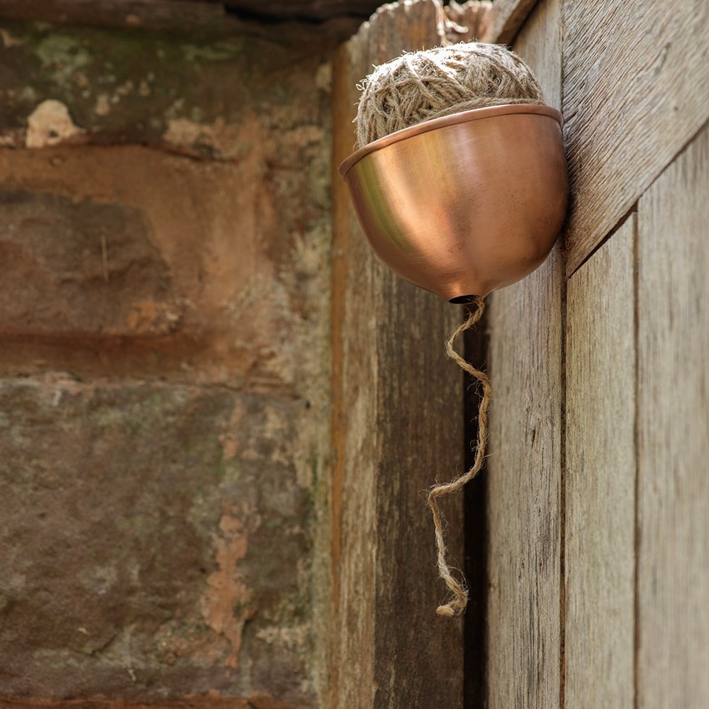 Wall mounted twine and dispenser - copper