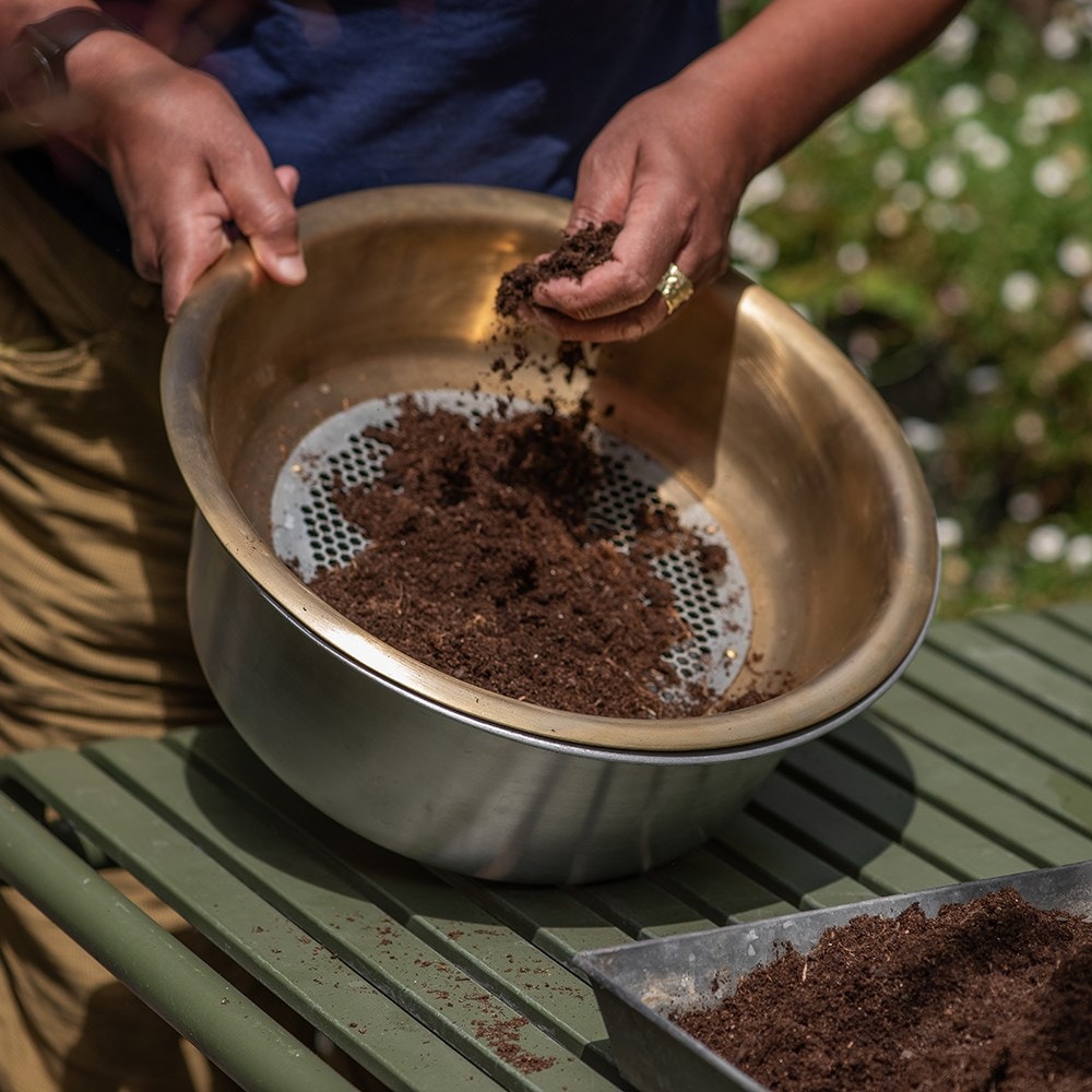 Brass honeycomb sieve and bowl