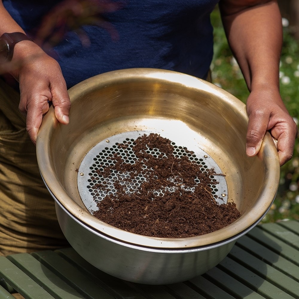Brass honeycomb sieve and bowl