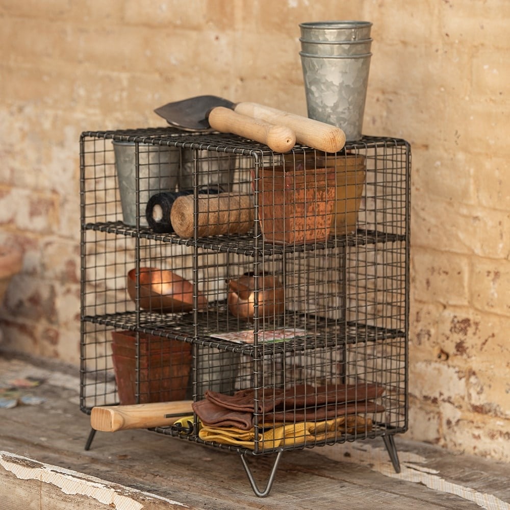 Shed bench top storage
