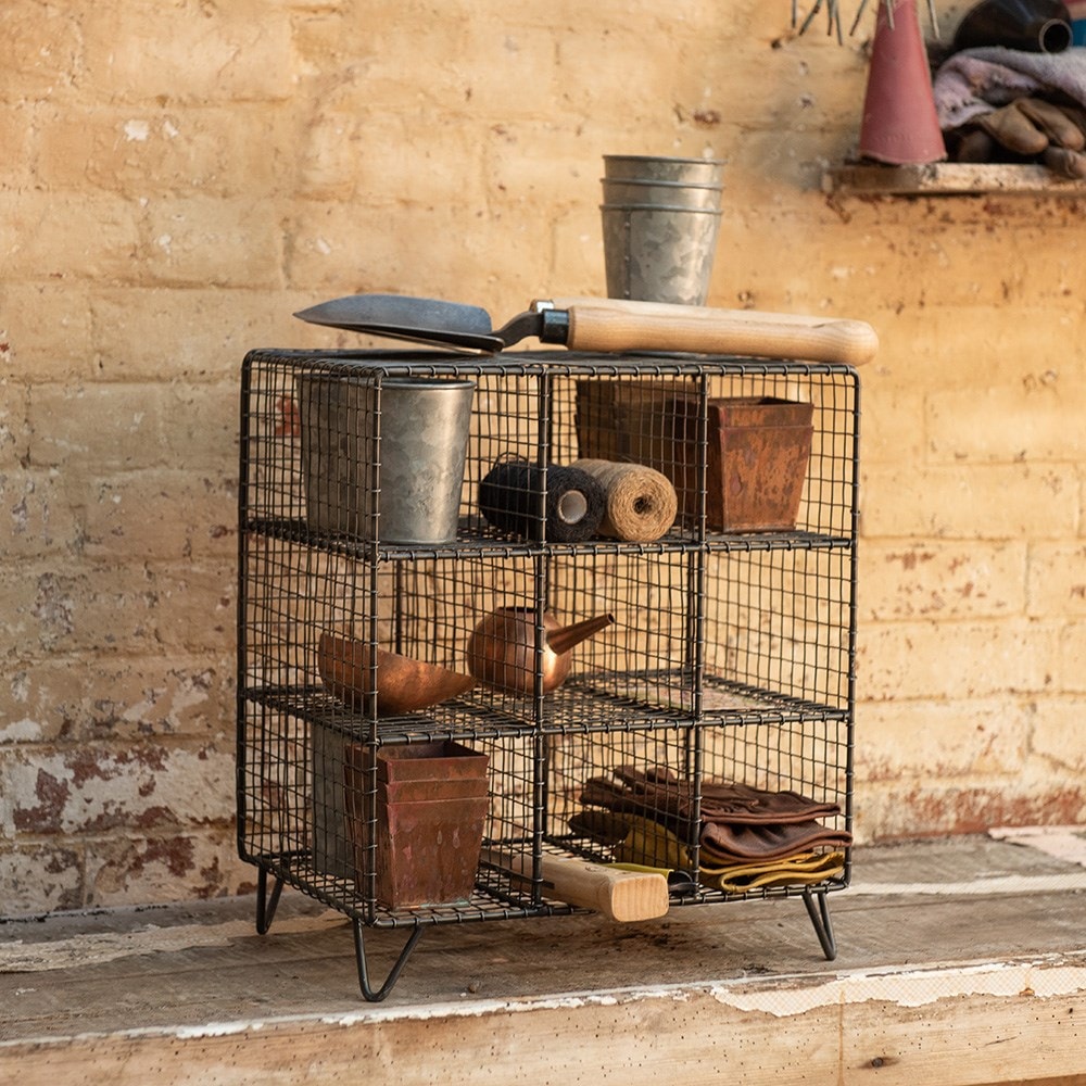 Shed bench top storage