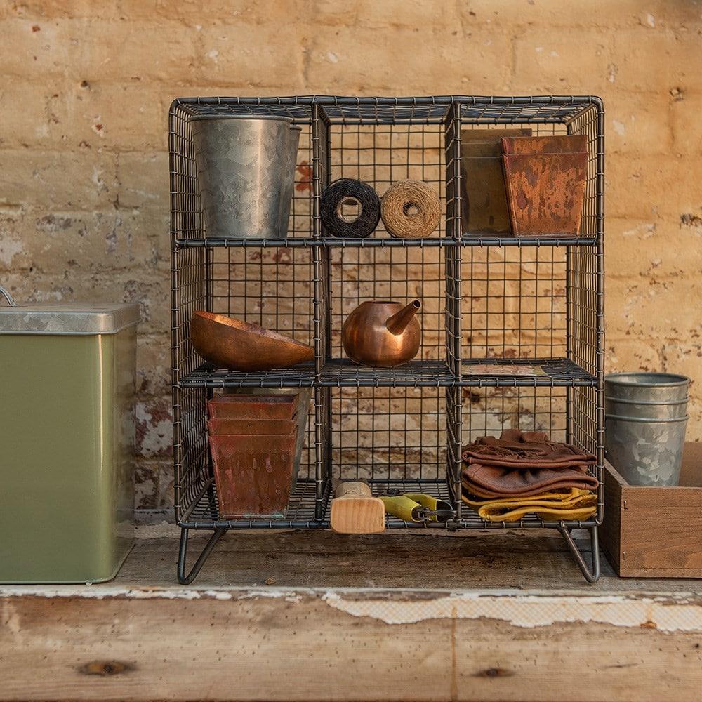 Shed bench top storage