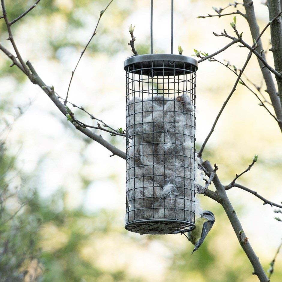 Wool bedding dispenser for birds