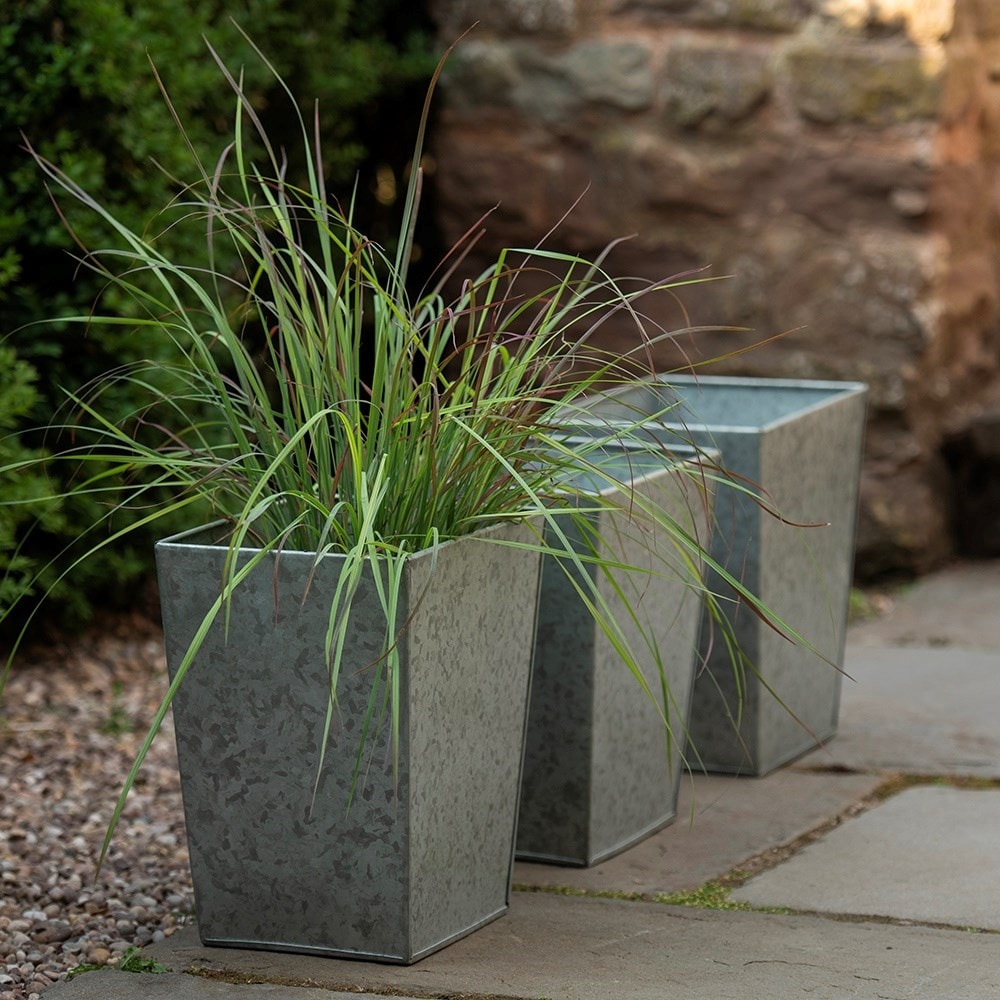 Galvanised balcony pots set of three