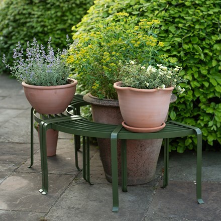 Semi circular pot display benches - set of two