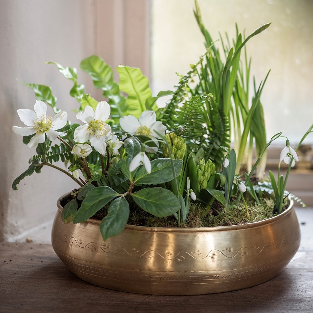 Traditionally etched brass bowl