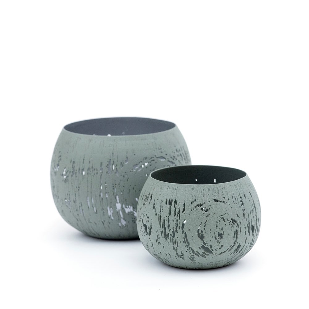Etched lichen tealight holder