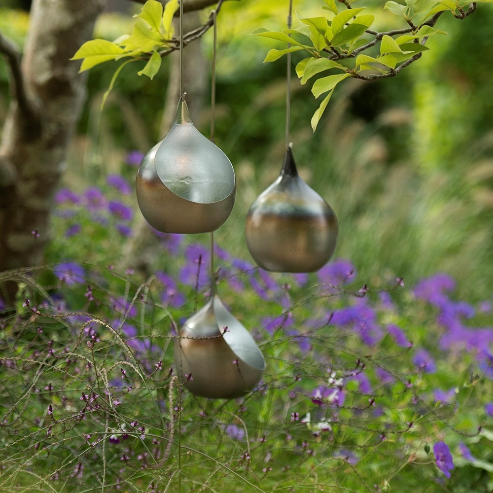 Hanging burnt silver tealight holder 