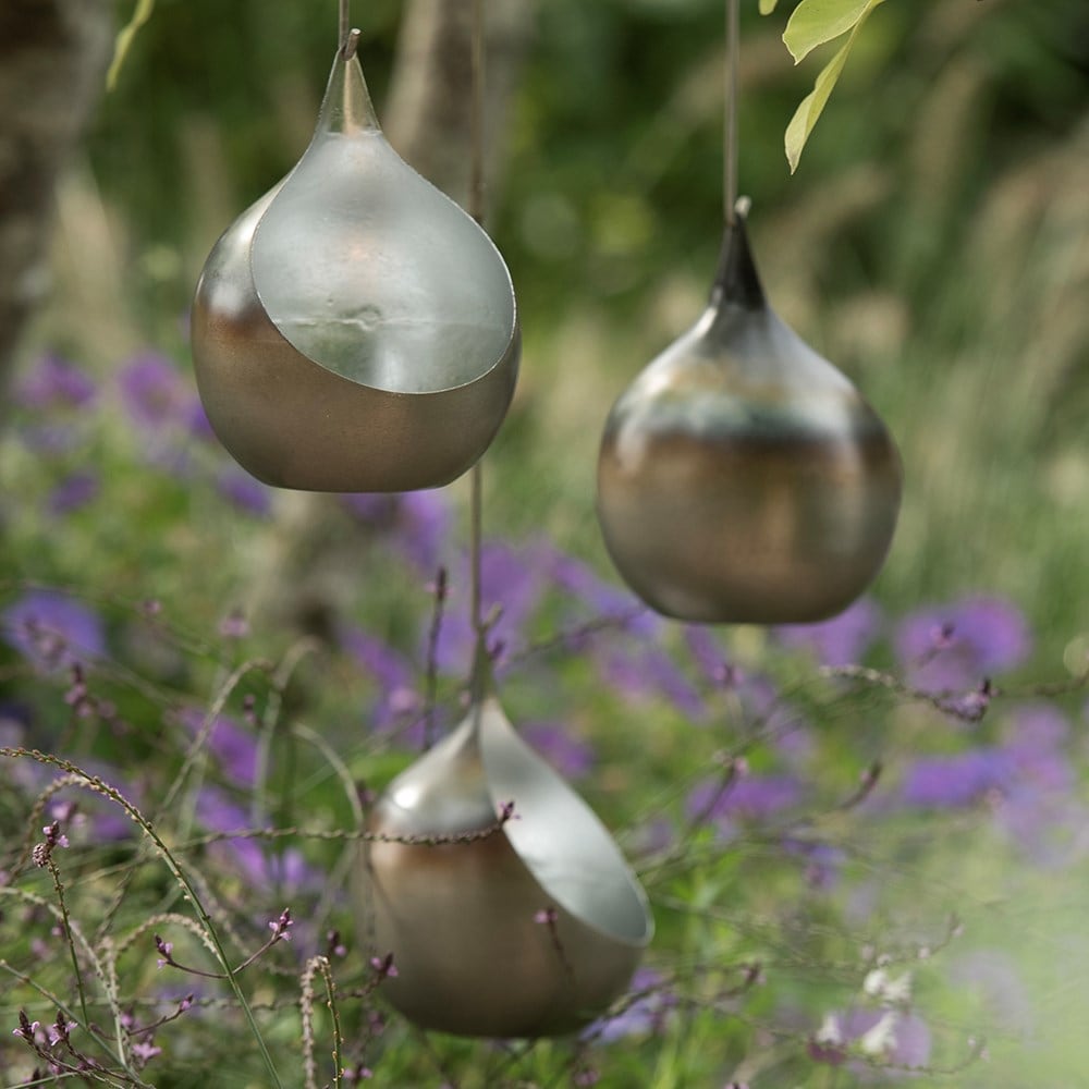 Hanging burnt silver tealight holder 