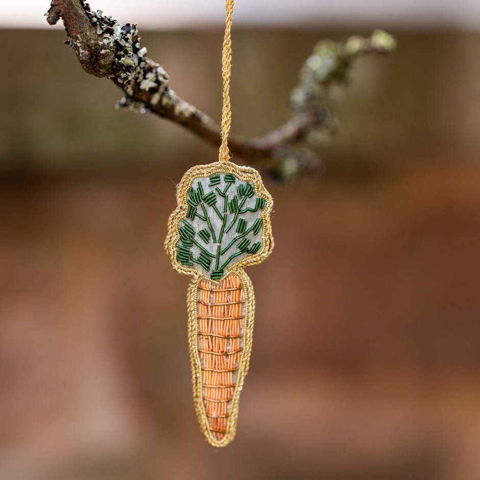 Embroidered carrot decoration