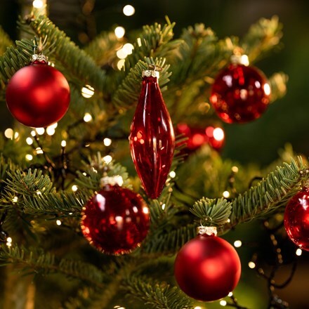 Red glass shaped baubles - box of 10