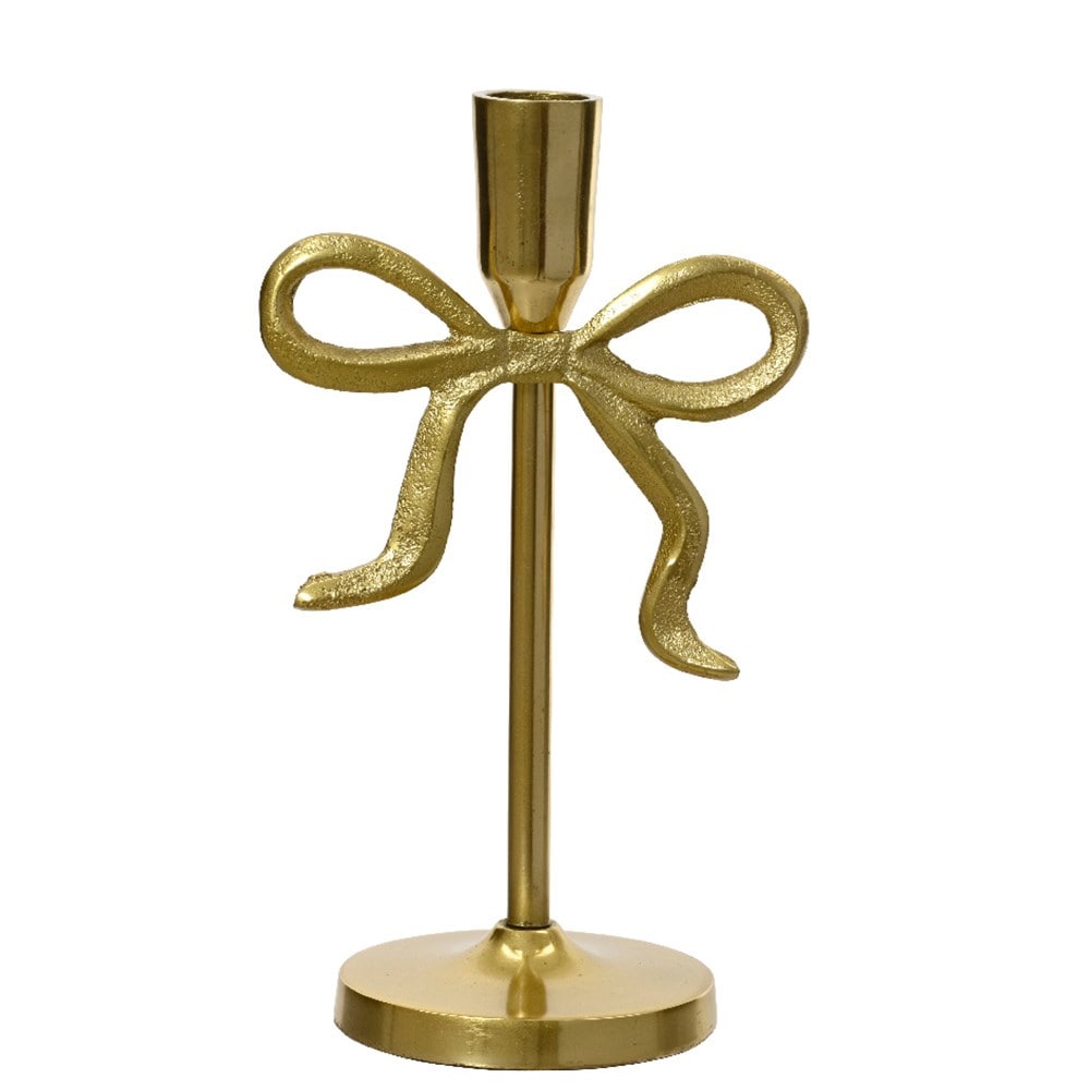 Gold bow candle holder