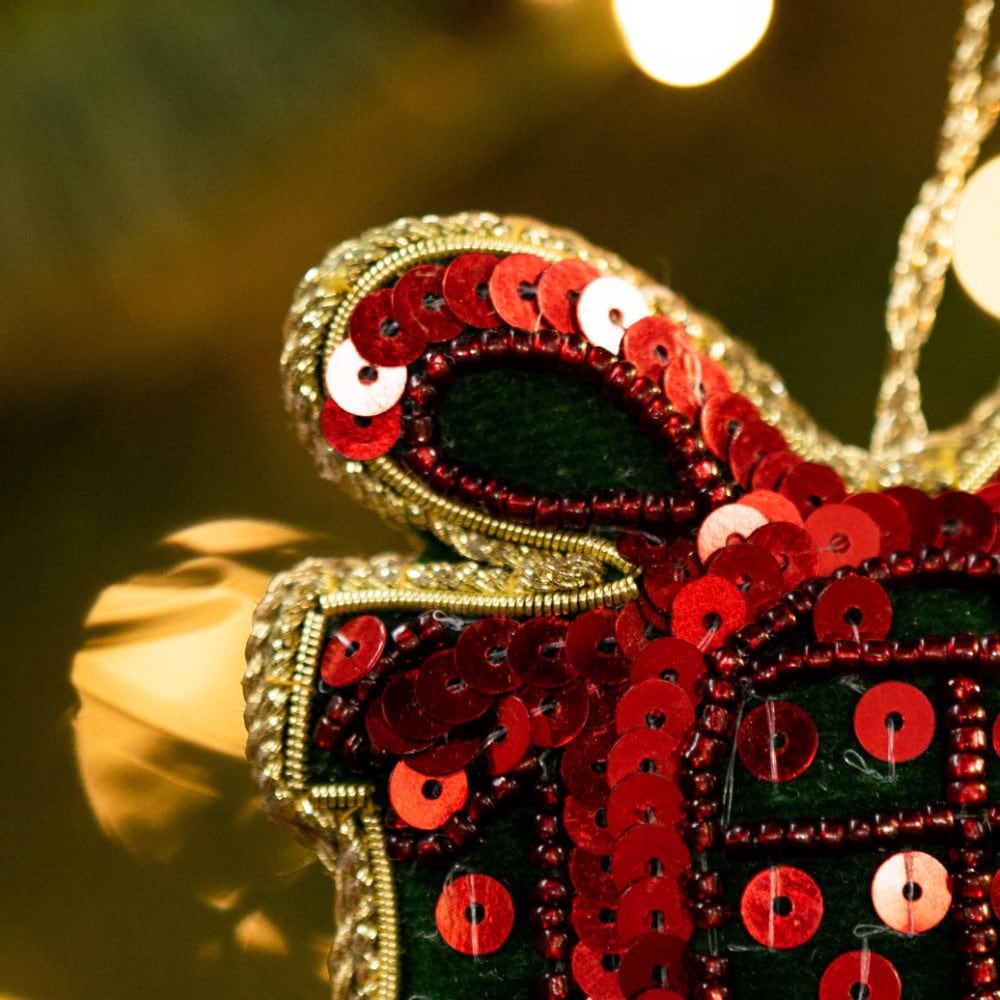 Beaded present decoration