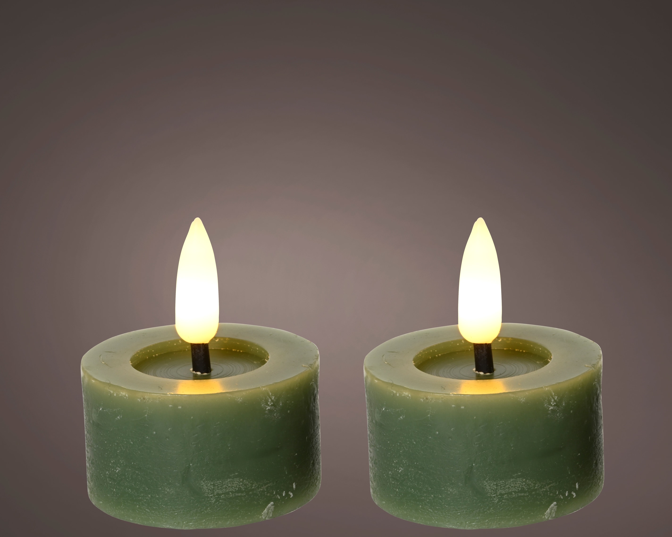 Two green LED tealights