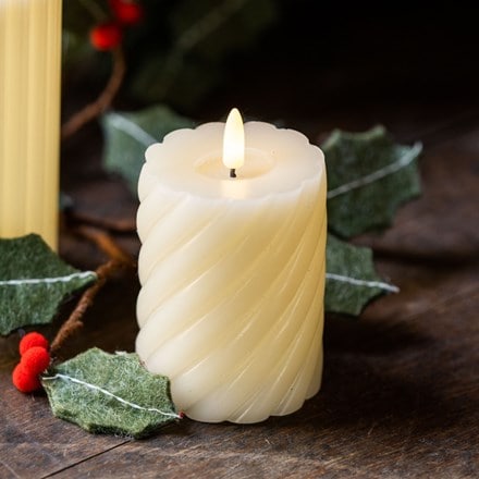 Ribbed cream LED candle