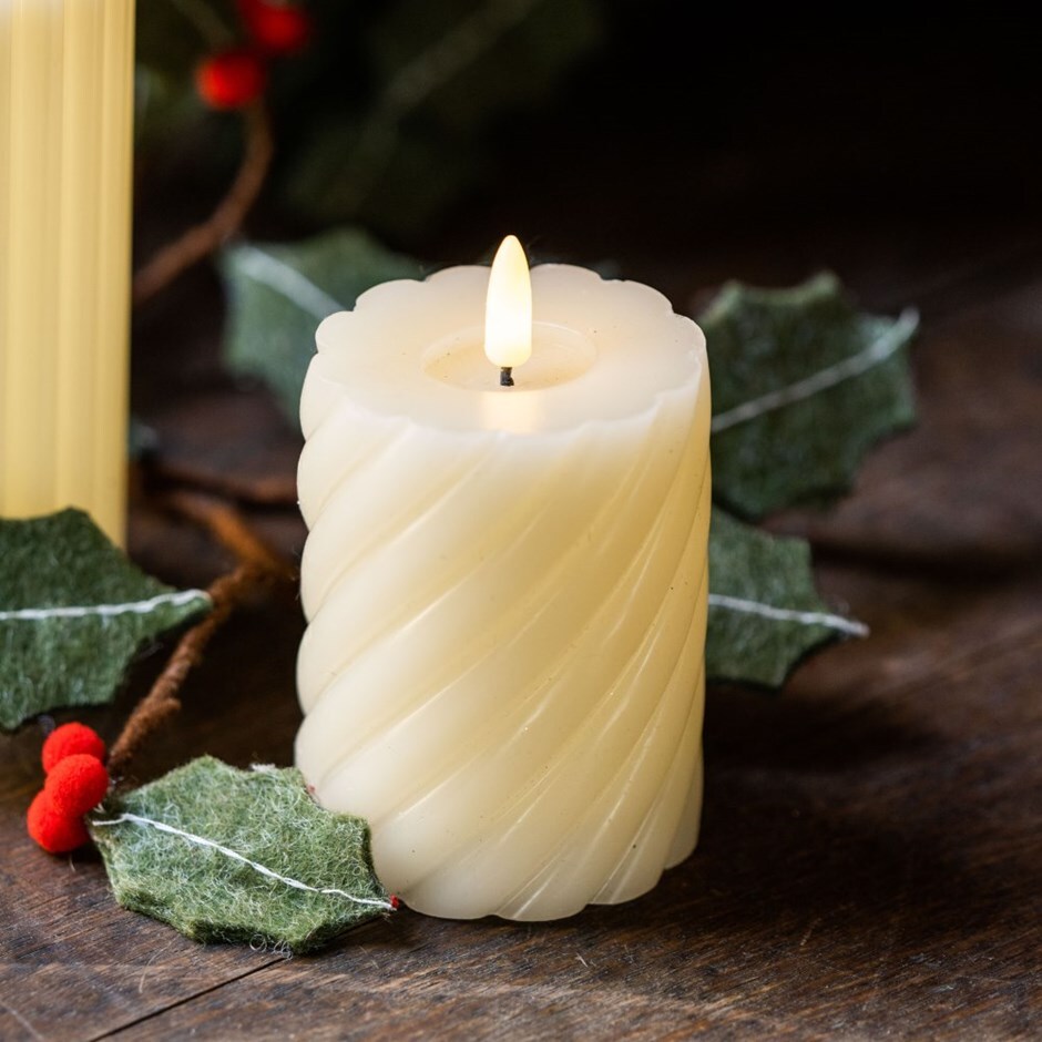 Ribbed cream LED candle