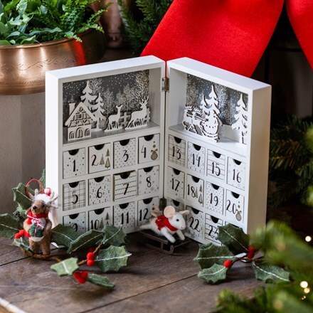 Whitewashed wooden advent calendar