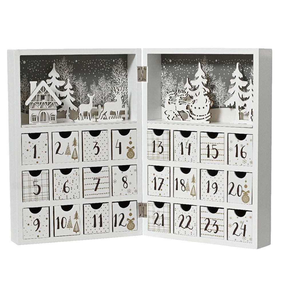 Whitewashed wooden advent calendar