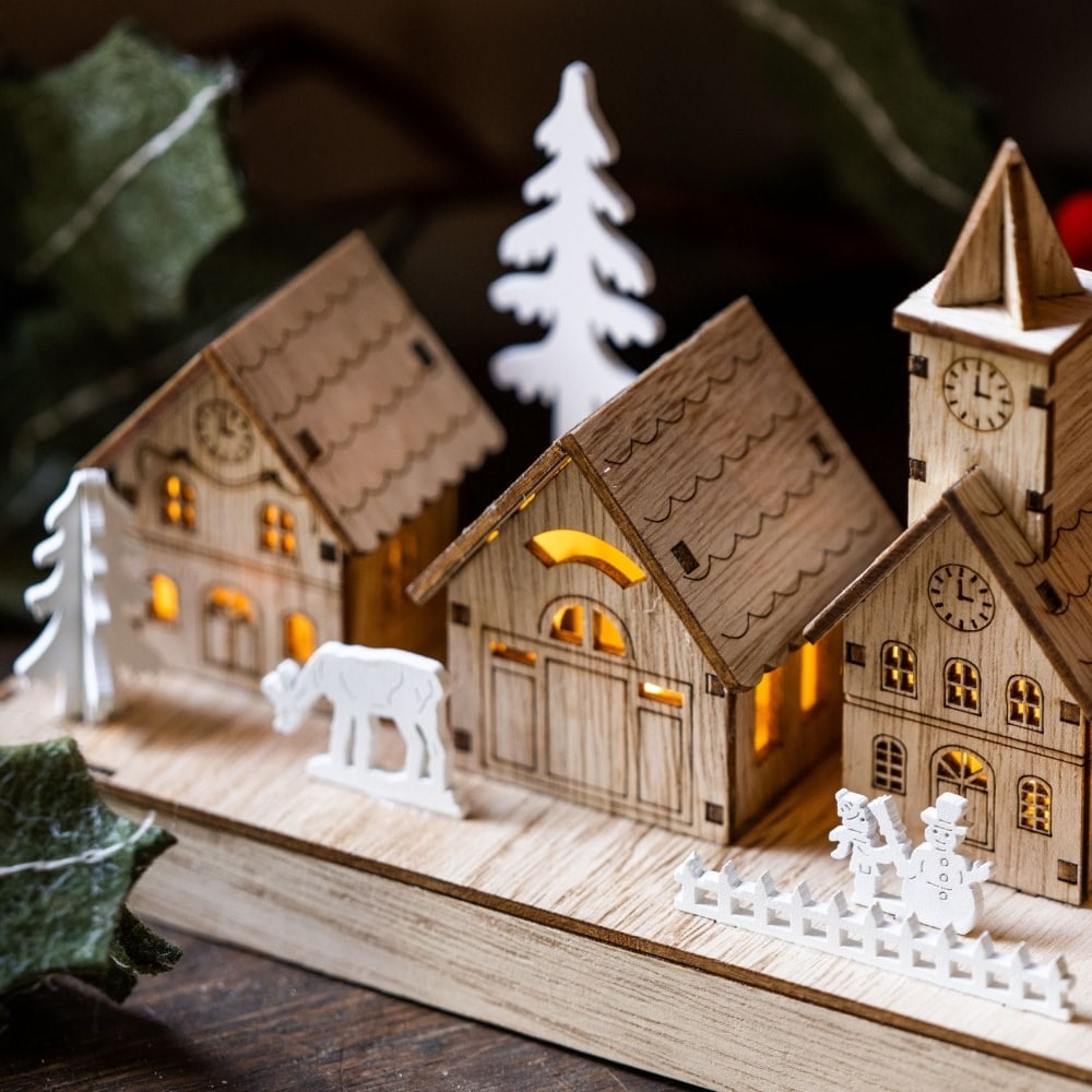 Wooden LED lit village